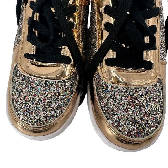 Glitter Metallic Rocking Sneakers Fashion Rose Gold Rainbow Glitter US Size 7 - Picture 5 of 10